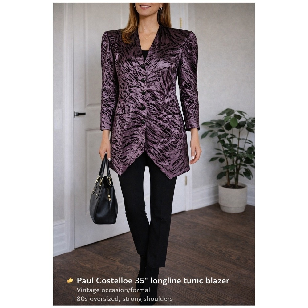 NWT Paul Costelloe Abstract Velvet Blazer Jacket Made in Ireland US 10 Retro 80s